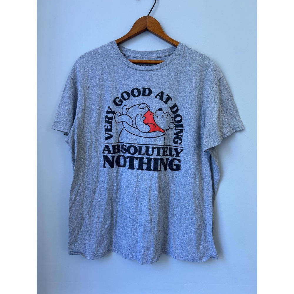 Disney Winnie the Pooh Gray Graphic T-Shirt Very Good At Doing Nothing Large